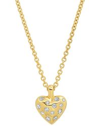 Eriness - 14k Yellow Gold Mini Reversible Diamond And Gold Puffy Heart Necklace - Lyst