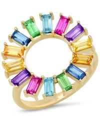 Eriness - 14k Yellow Gold Multi Colored Baguette Flower Ring - Lyst