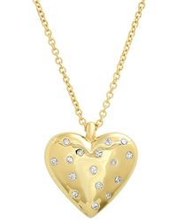 Eriness - 14k Yellow Gold Large Reversible Diamond And Gold Puffy Heart Necklace - Lyst