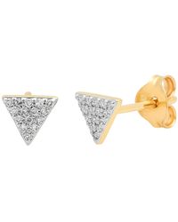 Eriness 14k Yellow Gold Pave Diamond Triangle Studs - Metallic