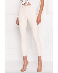 Lamarque Natalia High Waisted Leather Cropped Jean - White