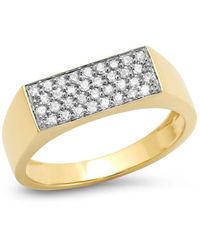 Eriness 14k Yg Diamond Staple Signet Ring - Metallic