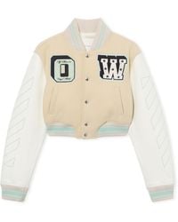 Off-White c/o Virgil Abloh - Graffiti Crop Varsity Jacket - Lyst