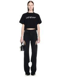 Off-White c/o Virgil Abloh - Bookish Crop T-Shirt With Print - Lyst