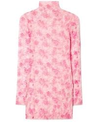 Off-White c/o Virgil Abloh - Roses Mesh Short Dress - Lyst