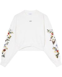 Off-White c/o Virgil Abloh - Arrow Flowers Crop Crew Logo Sweatshirt - Lyst