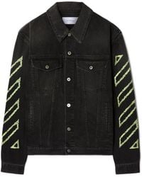 Off-White c/o Virgil Abloh - Arrow Outline Denim Jacket With Irregular Diagonal Stitching - Lyst