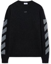 Off-White c/o Virgil Abloh - Diagonals Fuzzy Knit Crewneck - Lyst