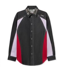Off-White c/o Virgil Abloh - Color Block Denim Crystal Overshirt - Lyst