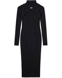 Off-White c/o Virgil Abloh - Off Stamp Ribbed Midi Dress - Lyst