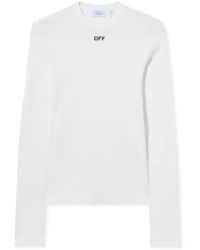 Off-White c/o Virgil Abloh - Off Stamp Ribbed Long-Sleeved Crewneck - Lyst