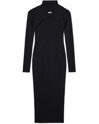 Off-White c/o Virgil Abloh - Off Stamp Ribbed Midi Dress - Lyst