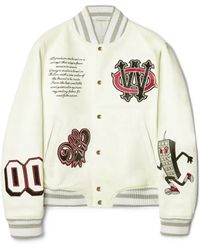 Off-White c/o Virgil Abloh - Leather Crystal Varsity Jacket - Lyst