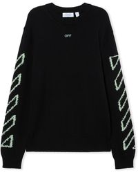 Off-White c/o Virgil Abloh - Diagonal Arrow Fuzzy Crewneck Sweater - Lyst