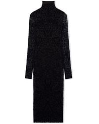 Off-White c/o Virgil Abloh - Paisley Flock Mock-Neck Midi Dress - Lyst