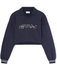 Off-White c/o Virgil Abloh - Embroidered Script Logo Crop Polo Sweater - Lyst