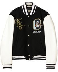 Off-White c/o Virgil Abloh - Fresco Leather/Wool Varsity Jacket - Lyst