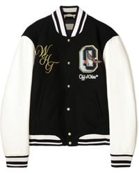 Off-White c/o Virgil Abloh - Fresco Leather/Wool Varsity Jacket - Lyst