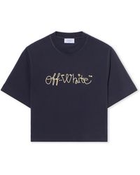 Off-White c/o Virgil Abloh - Embroidered Script Logo Crop Logo Tee - Lyst