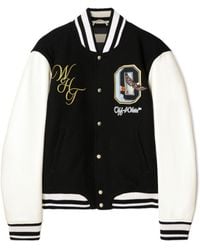 Off-White c/o Virgil Abloh - Fresco Leather/Wool Varsity Jacket - Lyst