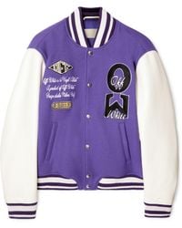 Off-White c/o Virgil Abloh - Time Leather/Wool Varsity Jacket - Lyst