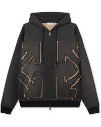 Off-White c/o Virgil Abloh - Distressed Arrow Skate Zip Hoodie - Lyst