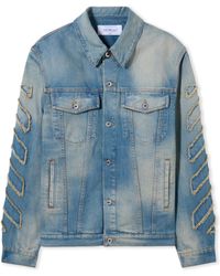 Off-White c/o Virgil Abloh - Diagonal Raw Patch Denim Jacket - Lyst