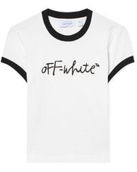 Off-White c/o Virgil Abloh - Embroidered Script Fitted T-Shirt - Lyst