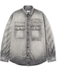 Off-White c/o Virgil Abloh - Diagonal Embroidered Denim Military Overshirt - Lyst