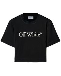 Off-White c/o Virgil Abloh - T-shirt crop Bookish con stampa - Lyst