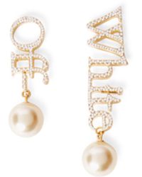 Off-White c/o Virgil Abloh - Strass + Pearl Logo Earrings - Lyst