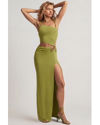 Oh Polly - Textured Jersey Asymmetric Maxi Dress - Lyst