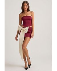Oh Polly - Satin Bow-Detail Low-Rise Mini Skirt - Lyst