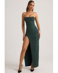 Oh Polly - Embellished Strapless Cowl-Neck Maxi Dress - Lyst