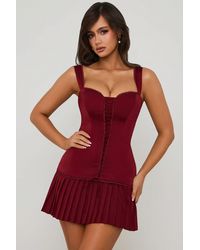 Oh Polly - Bow-Detail Lace-Up Corset Mini Dress - Lyst