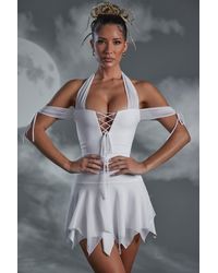 Oh Polly - Lace Up Halter Neck Mini Dress - Lyst
