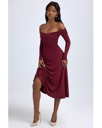 Oh Polly - Modal Off-Shoulder Ruched Midaxi Dress - Lyst
