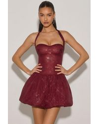 Oh Polly - Embellished Halterneck Bubble Hem Mini Dress - Lyst