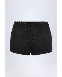 Oh Polly - Lace-Up Mid-Rise Shorts - Lyst