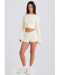 BO+TEE - Ribbed Knit Tie Mini Shorts - Lyst