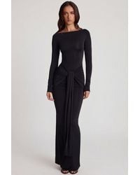 Oh Polly - Soft Jersey Boat-Neck Tie-Gather Maxi Dress - Lyst