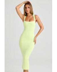 Oh Polly - Modal Square-Neck Bodycon Midi Dress - Lyst
