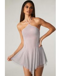 Oh Polly - Embellished Lace Up Back Mini Dress - Lyst