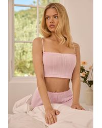Oh Polly - Pointelle Ruched Camisole Crop Top - Lyst