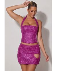 Oh Polly - Embellished Heart-Detail A-Line Micro Mini Skirt - Lyst