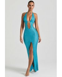 Oh Polly - Embellished Cut-Out Halterneck Maxi Dress - Lyst