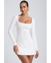 Oh Polly - Modal Square Neck Long Sleeve Mini Dress - Lyst