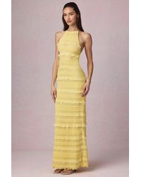 Oh Polly - Ruffled Backless Halterneck Maxi Dress - Lyst