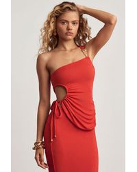 Oh Polly - Textured Jersey One-Shoulder Top - Lyst