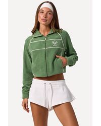 BO+TEE - Terry Towelling Zip-Up Cropped Sweatshirt - Lyst